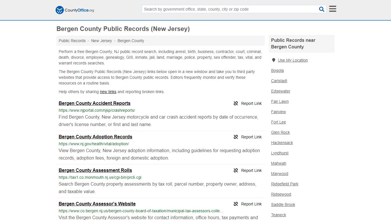 Bergen County Public Records (New Jersey) - County Office